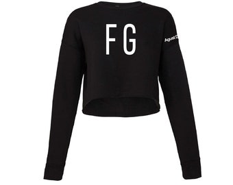 BTS Suga FG-Inspired Fleece Ladies' Cropped Sweatshirt with Agust D on the Sleeves and Optional Embroidered FG Beanie