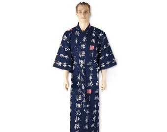 Shodo Calligrapy Japanese Yukata - Summer Kimono Robe - 100% Cotton. Made in Japan