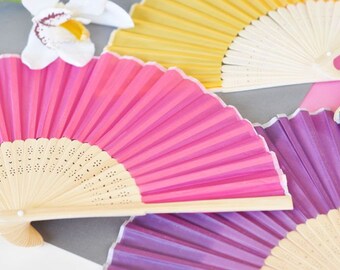 white silk fan wedding favors