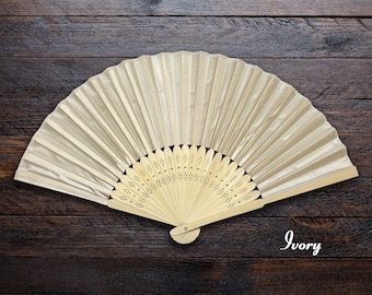 white silk fan wedding favors