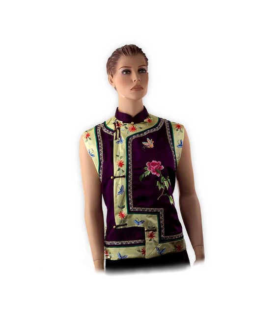 Qipao Top Silk Rose and Butterfly 