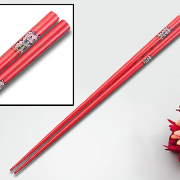 Red Lucky Cat Chopsticks (Set of 5 Pairs), Maneki Neko Fortune Cat Chopsticks on SALE