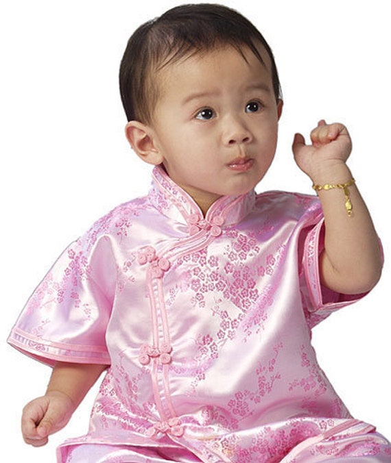 Girls Cherry Blossom Chinese Suit Kids 2 piece Cheongsam Top and Pants Etsy Canada