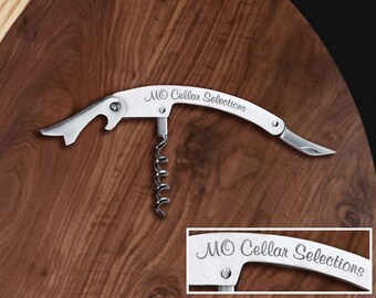 50+ Custom Engraved Corkscrew - Personalized Wine Bottle Opener - 3-Function Stainless Steel Wine Key