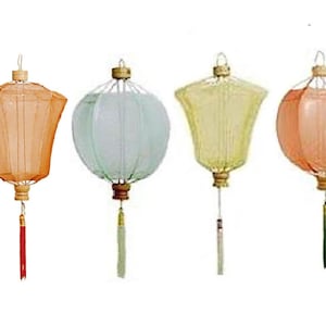12" Rustic Small Plain Round or Pointy Gauze Shanghai Lantern