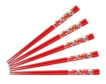 Palillos japoneses con forma de grulla roja (juego de 5)