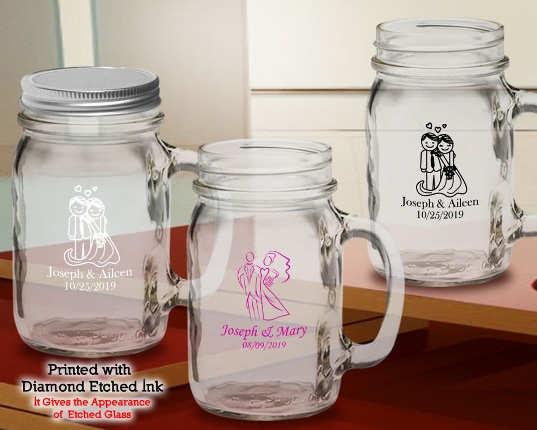 Embossed 16oz Square Mason Jar. Lids Separate