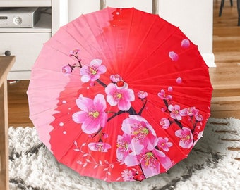 100 Pcs Personalized Paper Parasols (Full Color), Chinese or Japanese Parasol for Wedding, Custom All-Over Print Paper Parasol Umbrella