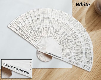 100+ White Wooden Fans Personalized with Side Handle Print