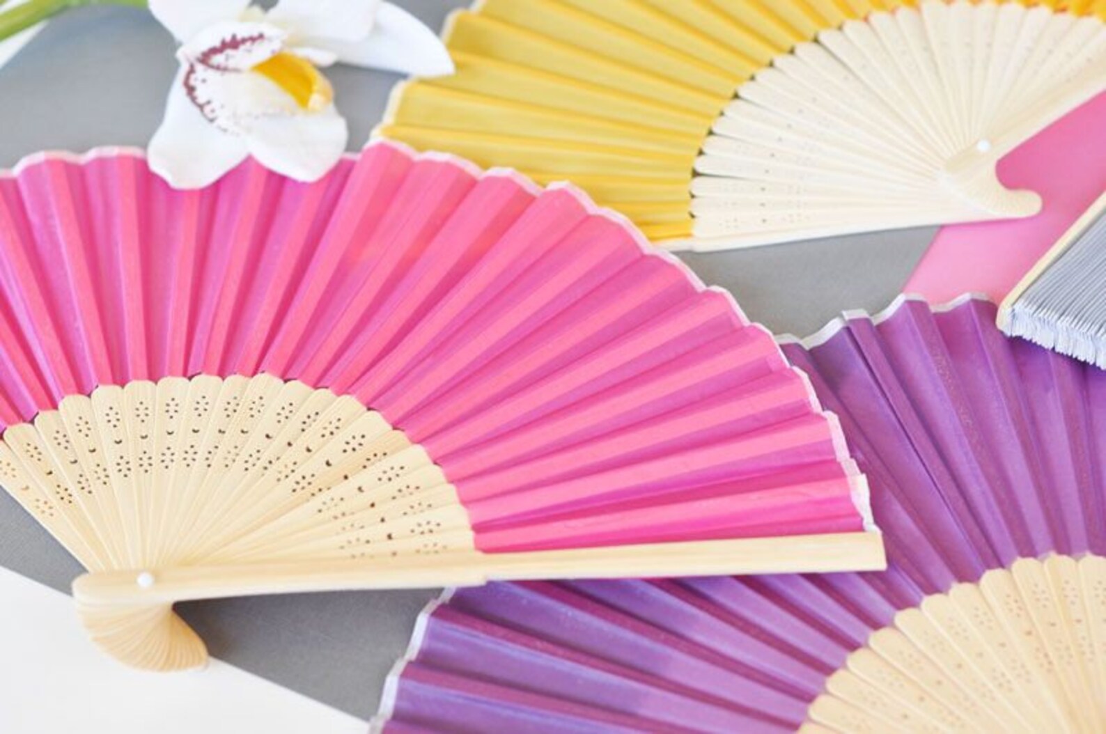 Silk Hand Fan set of 5 Wedding Silk Fans Hand Fan Favors Etsy
