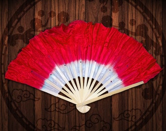 Long Tail Performance Show Bamboo Belly Silk Folding Chinese Dance Hand Fan 
