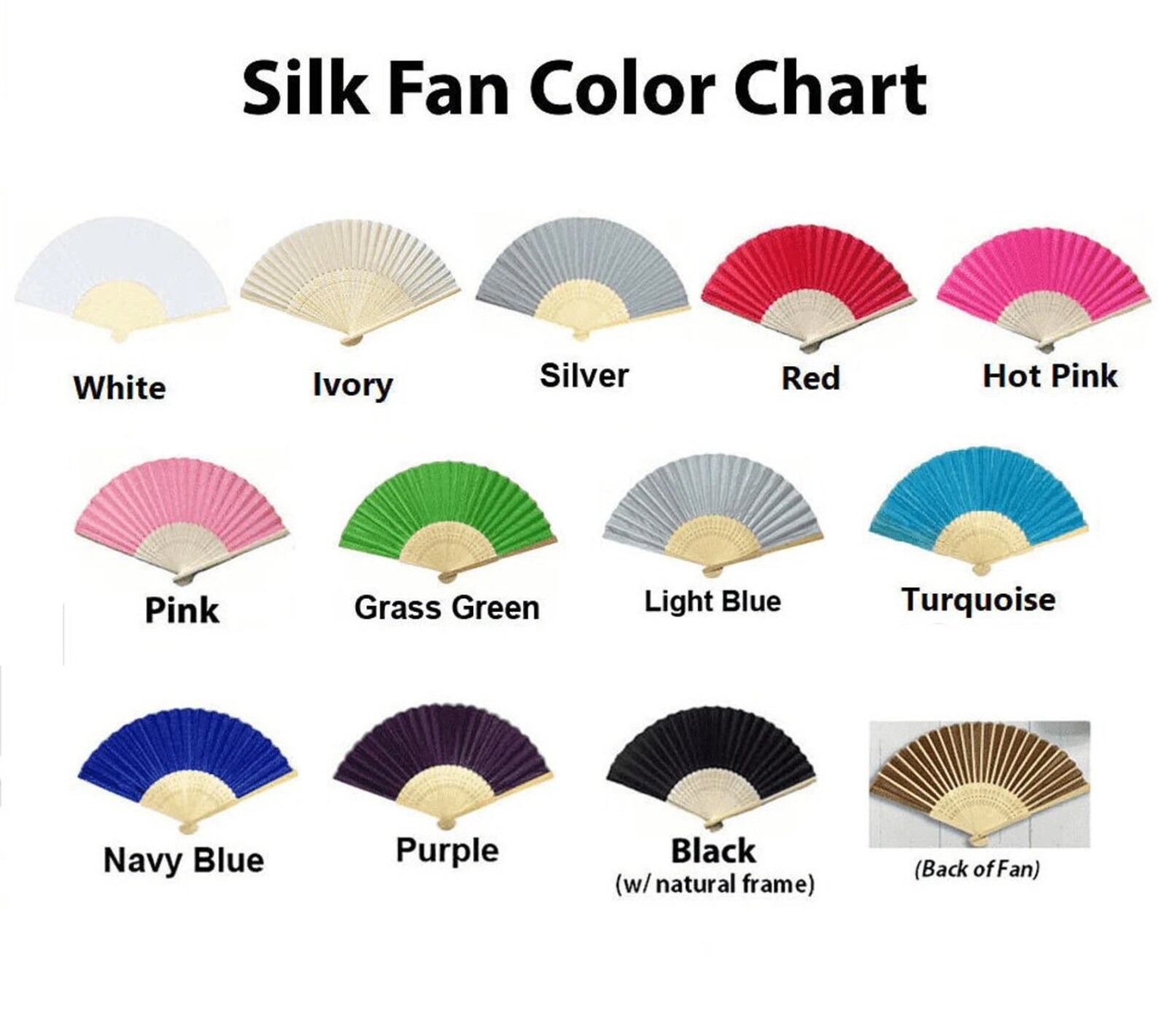 Silk Hand Fan set of 5 Wedding Silk Fans Hand Fan Favors Etsy