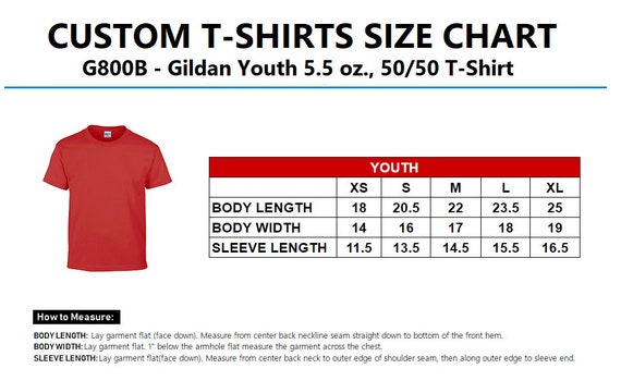 Gildan 50 50 T Shirt Size Chart