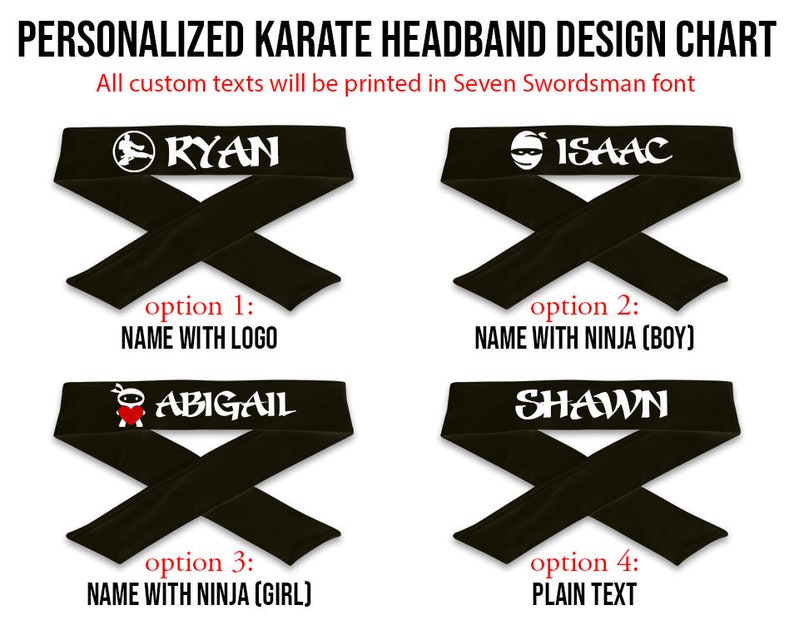 Personalized Karate Headband With Your Name Etsy
