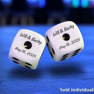 50+ Custom Printed Dice Wedding Favors, Casino Party Supplies