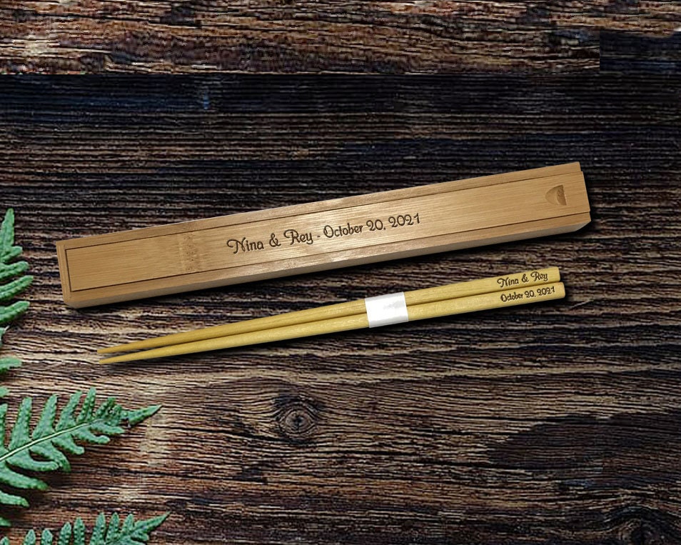 Engraved Bamboo Chopsticks with Engraved Case