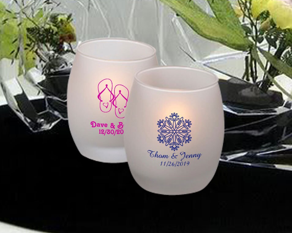 12 Personalized Hurricane Candle Holders Frosted Glass Etsy