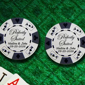 50+ Personalized Poker Chips - Perfectly Suited Ace King 14 Grams Wedding Favor Poker Chips image 1