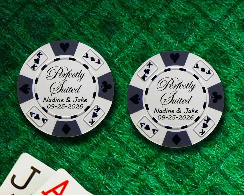 50+ Personalized Poker Chips - Perfectly Suited Ace King 14 Grams Wedding Favor Poker Chips image 1