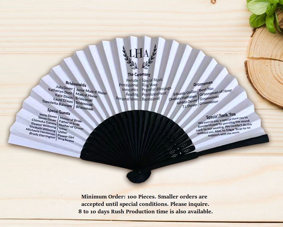  Wedding fans for guests, Paper fans, Wedding favors, Hand fan,  Wedding Program fans, Custom, Bulk 100 : Handmade Products