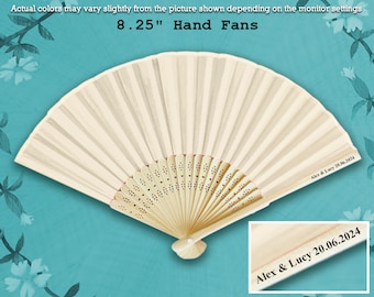 35+ Imprinted Personalized Silk Fans - Side Print, Silk Wedding Fans, Promotional Fans, Hand Fan Party Favors Wholesale or Bulk