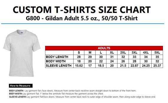 Gildan 50 50 Size Chart