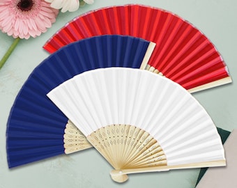 Silk Hand Fans (Set of 50), Wedding Silk Fans, Hand Fan Favors, Chinese Folding Fans