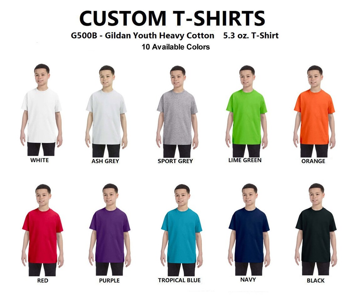 Custom Gildan 5.3 oz. Heavy Cotton T-Shirts Full-Color Printed | Etsy