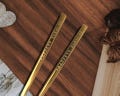 50+ Custom Engraved Gold Stainless Steel Chopsticks with Silver Logo
