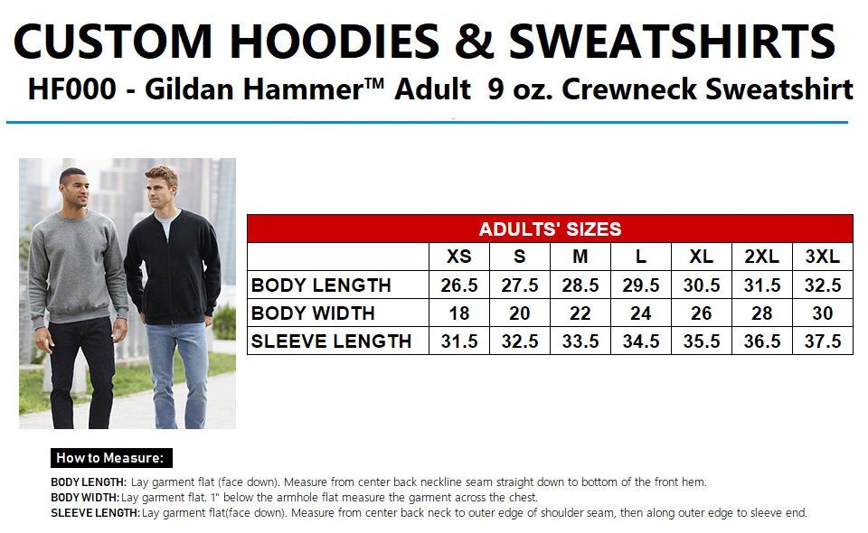 6 Custom Sweatshirts 9 Oz. Gildan Hammer™ Adult 9 Oz. Crewneck Sweatshirt  HF000 - Etsy