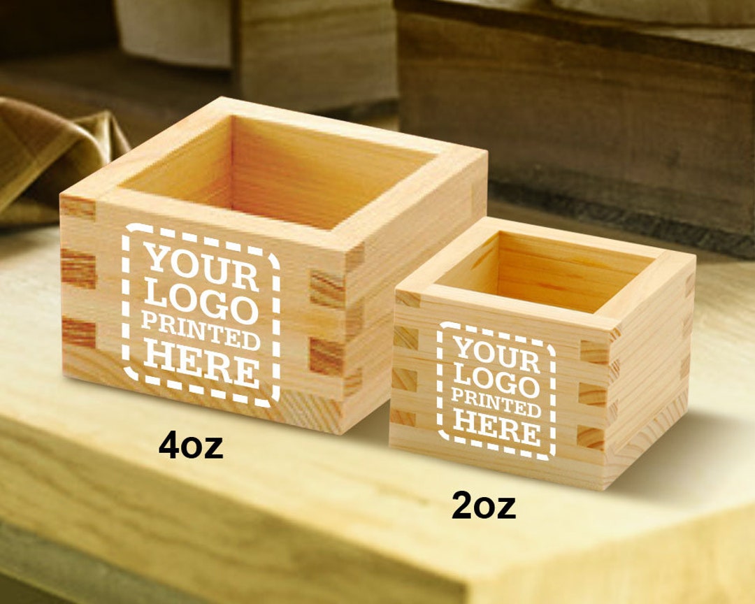 12 Custom Printed 4 Oz. Bamboo Sake Masu Cups Personalized