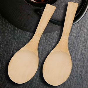 Set of 2 Bamboo Spatula - Bamboo Ladle - Serving Spoon - Asian Kitchen Utensils 7.75" Spoon Spatula
