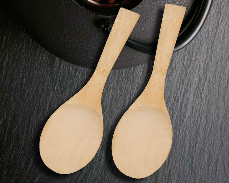 Set of 2 Bamboo Spatula - Bamboo Ladle - Serving Spoon - Asian Kitchen Utensils 7.75" Spoon Spatula