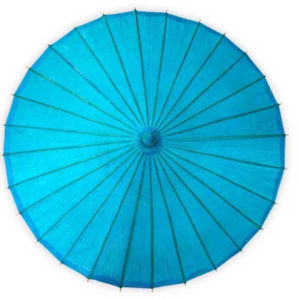 26" Turquoise Paper Umbrella, Paper Parasols for Wedding