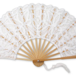 Lace Fan for Wedding, Large Battenburg Lace Fans 10.5&quot; - Special SALE of the Month