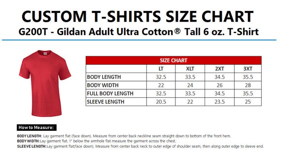 Gildan G200 Size Chart