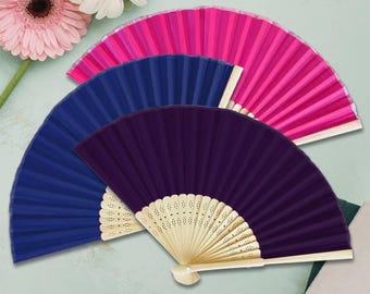Silk Hand Fans (Set of 20) for Wedding, Gifts, and Party Favors