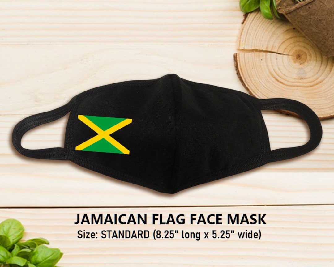 Set of 2 Jamaican Flag Face Mask, Jamaica Flag Reusable Premium Black