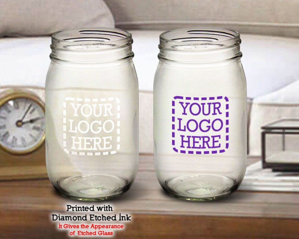 12 Personalized 16 Oz. Mason Jars Custom Printed Mayo Jars Etsy