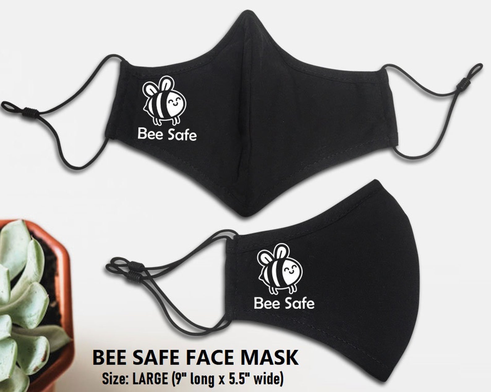 Bee Safe Black Face Mask Reusable Premium Black Face Masks Etsy