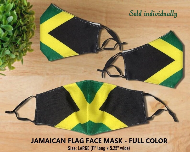 Jamaican Flag Face Mask Jamaica Flag Reusable Premium Black Etsy