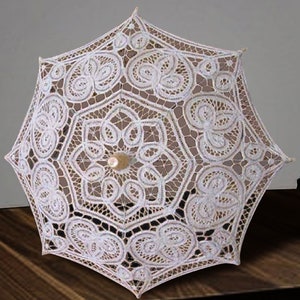 12&quot; Mini Decorative White Lace Parasol