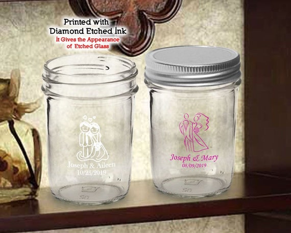 Embossed 4oz Square Mason Jar, Packed 12, Lid Separate