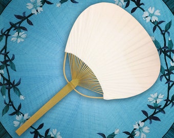 Paper Paddle Fan (Set of 2), White Paddle Fan, Chinese or Japanese Paddle Fan