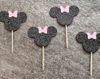 Mickey and Minnie Mouse Inspired Glitter Cupcake Toppers