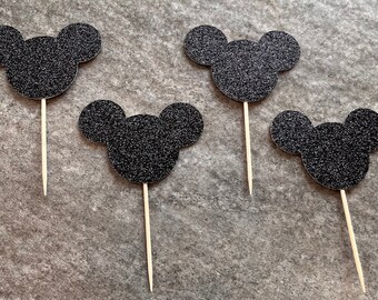 Mickey and Minnie Mouse Inspired Glitter Cupcake Toppers