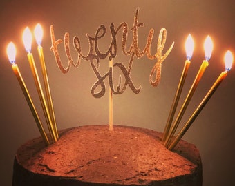 Gold Glitter Happy Birthday Cake Topper, Funny 26th Birthday Party Supplies - View #9