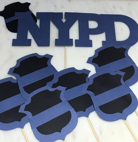 Nypd Police Cake Toppers Thin Blue Line Policeman Party Etsy - nypd hat roblox