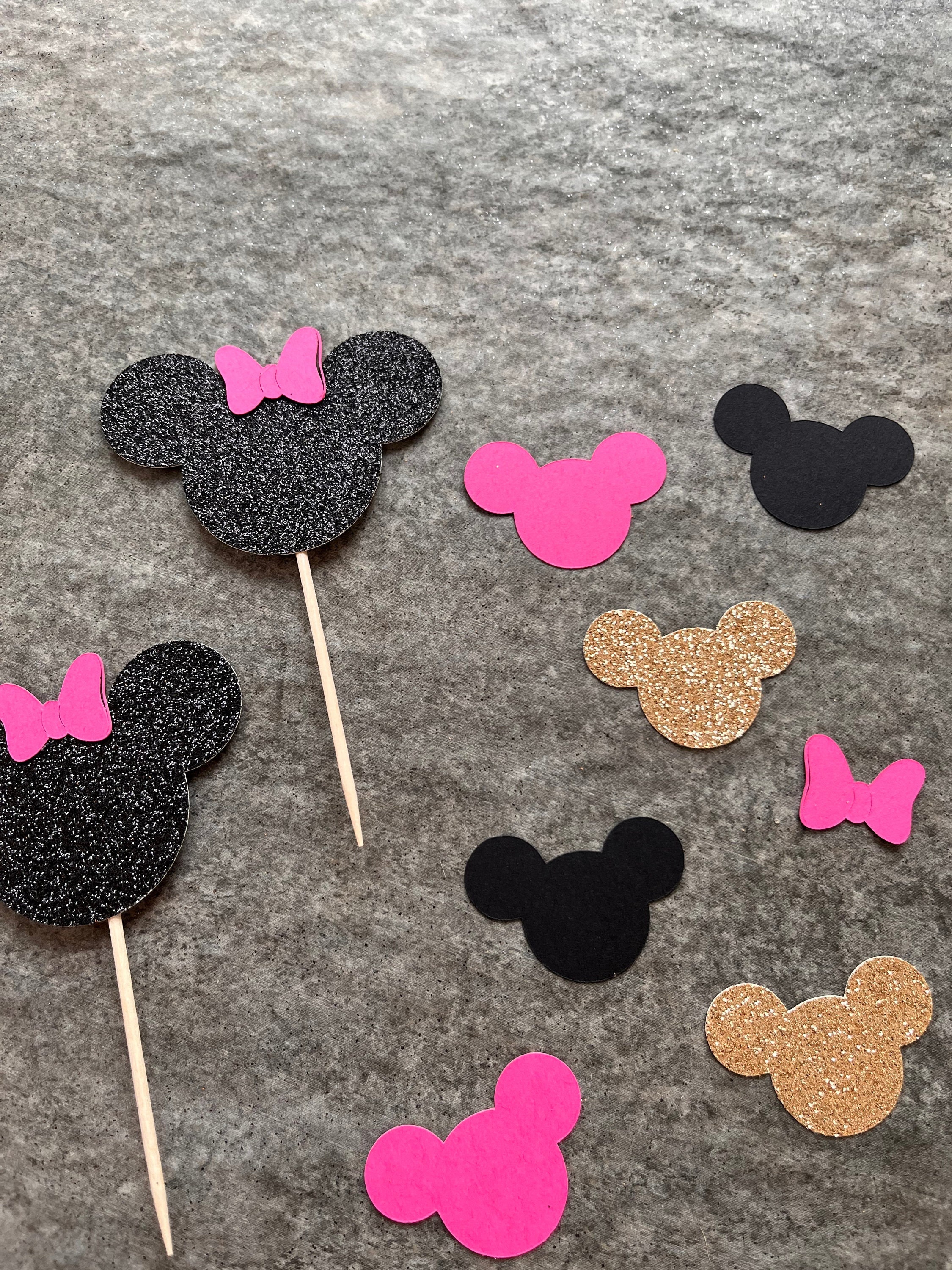 Minnie Mouse Inspired Glitter Cupcake Toppers and Confetti Pack
