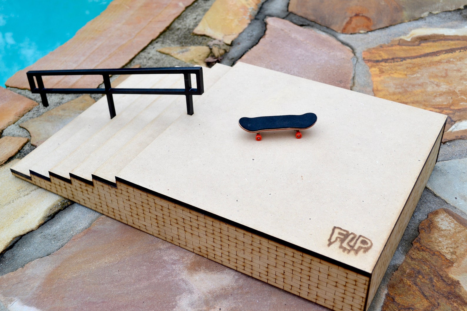 Fingerboard Ramp Obstacle Stair set. 6 Stair with Metal Rail Etsy